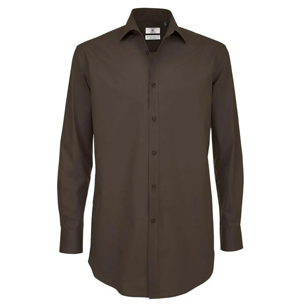 Camicia Black Tie Manica Lunga Uomo marrone / S - personalizzabile con logo