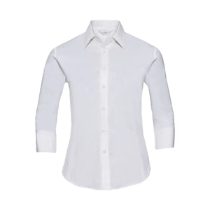 Camicia Ladies 3/4 Sleeve Easy Care Fitted bianco / XS - personalizzabile con logo