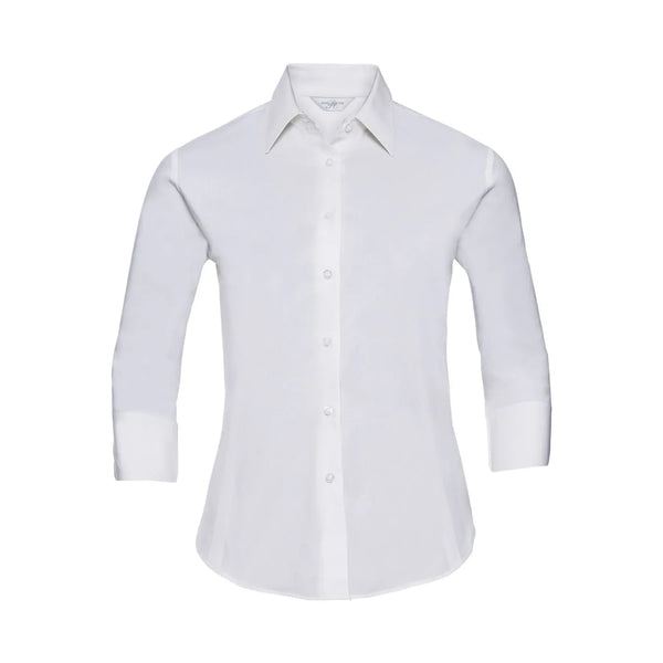 Camicia Ladies 3/4 Sleeve Easy Care Fitted bianco / XS - personalizzabile con logo