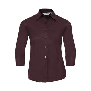 Camicia Ladies 3/4 Sleeve Easy Care Fitted bordeaux / XS - personalizzabile con logo