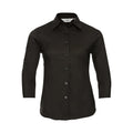 Camicia Ladies 3/4 Sleeve Easy Care Fitted marrone / XS - personalizzabile con logo