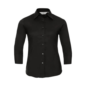 Camicia Ladies 3/4 Sleeve Easy Care Fitted nero / XS - personalizzabile con logo