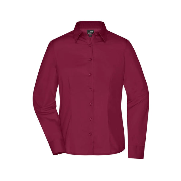 Camicia Ladies Business  Longsleeve bordeaux / XS - personalizzabile con logo