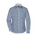 Camicia Ladies Checked Blouse blu / XS - personalizzabile con logo