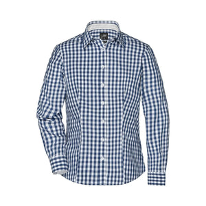 Camicia Ladies Checked Blouse blu / XS - personalizzabile con logo