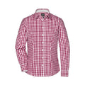 Camicia Ladies Checked Blouse bordeaux / XS - personalizzabile con logo