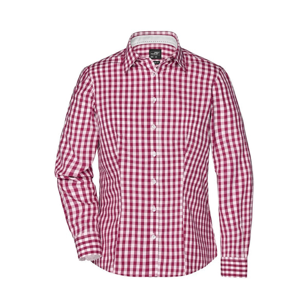 Camicia Ladies Checked Blouse bordeaux / XS - personalizzabile con logo