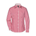 Camicia Ladies Checked Blouse rosso / XS - personalizzabile con logo