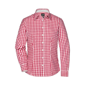 Camicia Ladies Checked Blouse rosso / XS - personalizzabile con logo