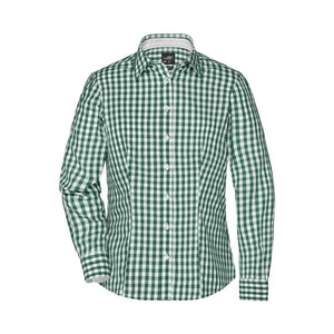 Camicia Ladies Checked Blouse verde / XS - personalizzabile con logo