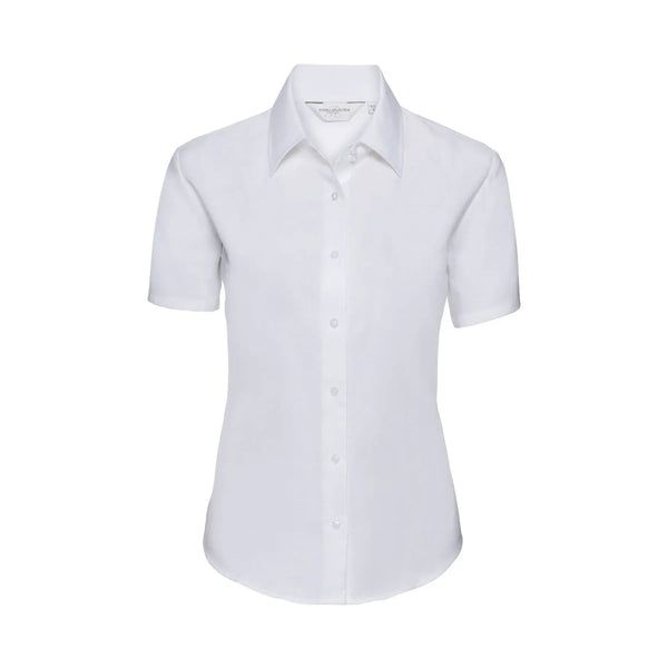 Camicia Ladies Maniche Corte Easy Care Oxford bianco / XS - personalizzabile con logo