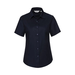 Camicia Ladies Maniche Corte Easy Care Oxford blu / XS - personalizzabile con logo