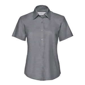 Camicia Ladies Maniche Corte Easy Care Oxford grigio / XS - personalizzabile con logo