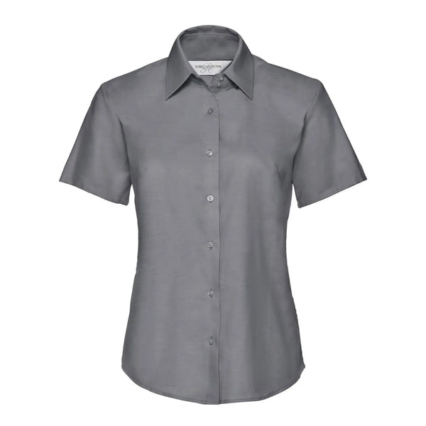 Camicia Ladies Maniche Corte Easy Care Oxford grigio / XS - personalizzabile con logo
