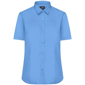 Camicia Ladies  Maniche Corte Poplin azzurro / XS - personalizzabile con logo