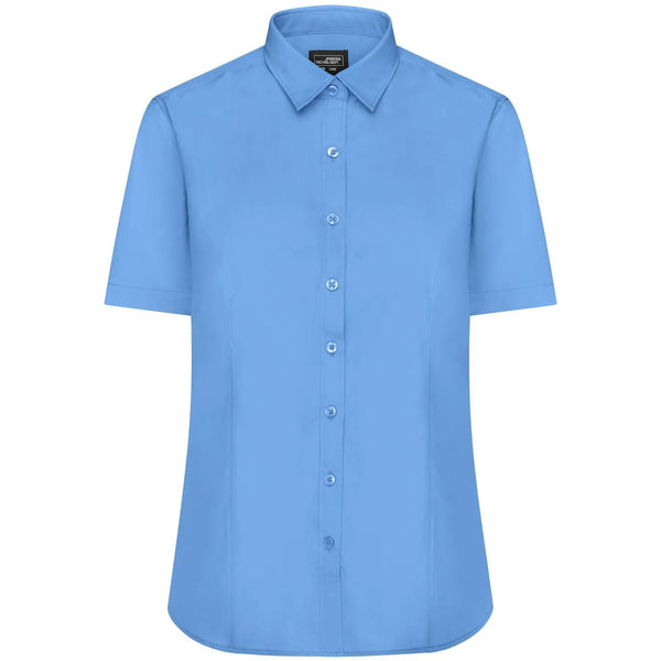 Camicia Ladies  Maniche Corte Poplin azzurro / XS - personalizzabile con logo