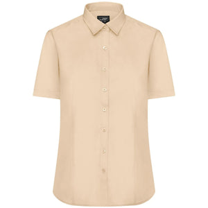 Camicia Ladies  Maniche Corte Poplin beige / XS - personalizzabile con logo