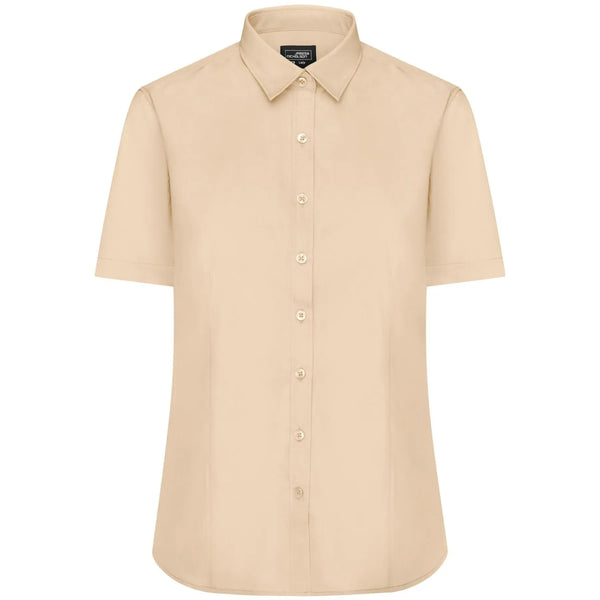 Camicia Ladies  Maniche Corte Poplin beige / XS - personalizzabile con logo