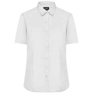 Camicia Ladies  Maniche Corte Poplin bianco / XS - personalizzabile con logo