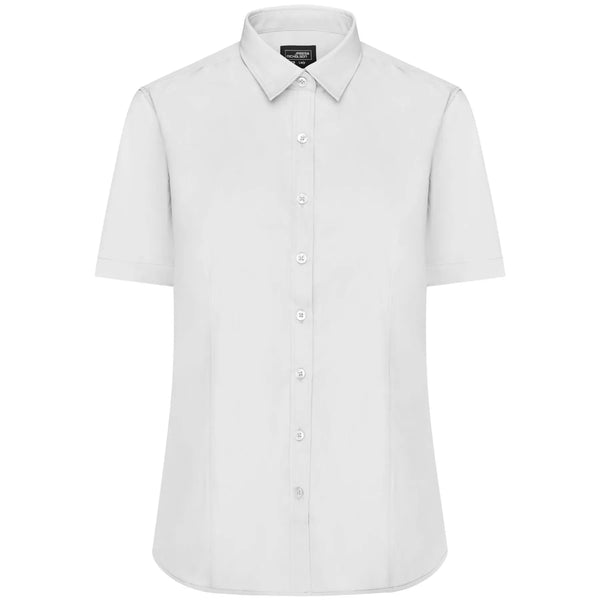 Camicia Ladies  Maniche Corte Poplin bianco / XS - personalizzabile con logo
