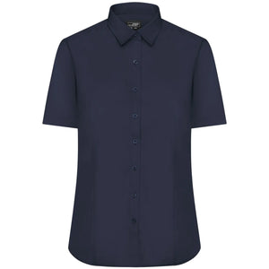 Camicia Ladies  Maniche Corte Poplin blu / XS - personalizzabile con logo
