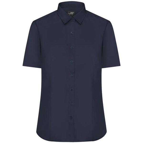 Camicia Ladies  Maniche Corte Poplin blu / XS - personalizzabile con logo