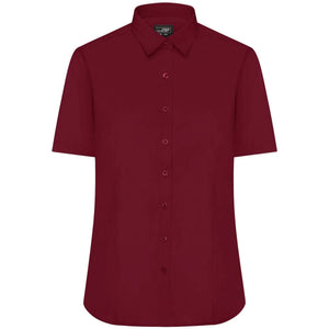 Camicia Ladies  Maniche Corte Poplin bordeaux / XS - personalizzabile con logo