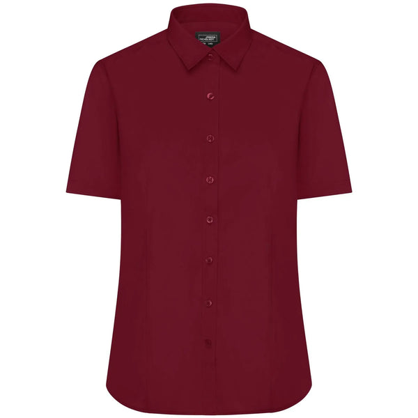 Camicia Ladies  Maniche Corte Poplin bordeaux / XS - personalizzabile con logo
