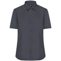 Camicia Ladies  Maniche Corte Poplin grigio / XS - personalizzabile con logo