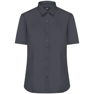 Camicia Ladies  Maniche Corte Poplin grigio / XS - personalizzabile con logo