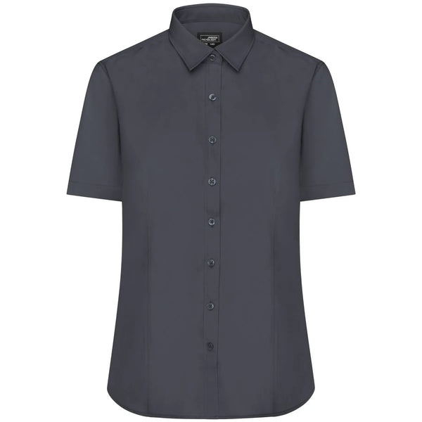 Camicia Ladies  Maniche Corte Poplin grigio / XS - personalizzabile con logo