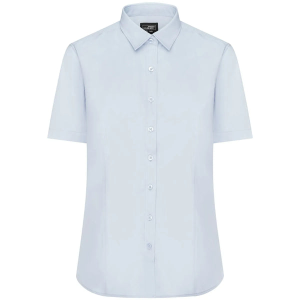 Camicia Ladies  Maniche Corte Poplin light-blue / XS - personalizzabile con logo