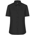 Camicia Ladies  Maniche Corte Poplin nero / XS - personalizzabile con logo