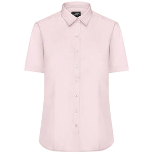 Camicia Ladies  Maniche Corte Poplin rosa / XS - personalizzabile con logo