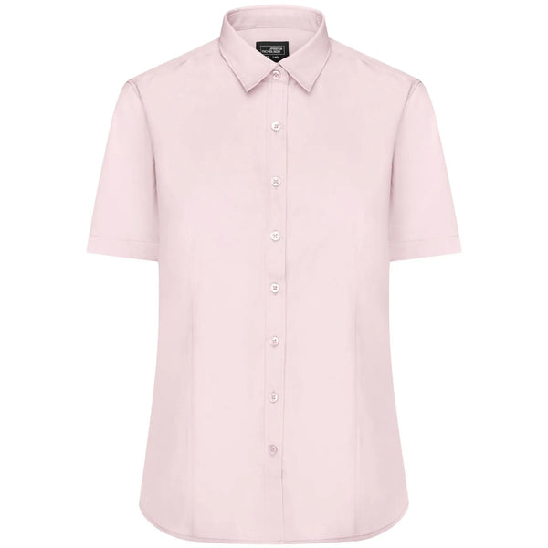 Camicia Ladies  Maniche Corte Poplin rosa / XS - personalizzabile con logo