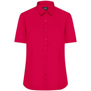 Camicia Ladies  Maniche Corte Poplin rosso / XS - personalizzabile con logo