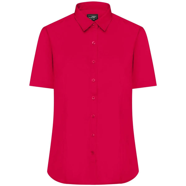 Camicia Ladies  Maniche Corte Poplin rosso / XS - personalizzabile con logo