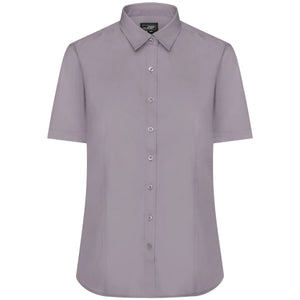 Camicia Ladies  Maniche Corte Poplin steel / XS - personalizzabile con logo