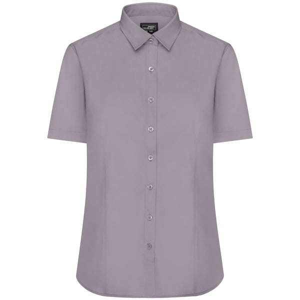 Camicia Ladies  Maniche Corte Poplin steel / XS - personalizzabile con logo