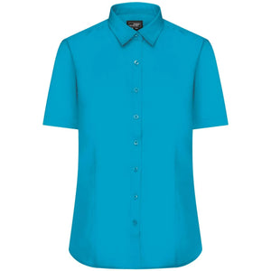 Camicia Ladies  Maniche Corte Poplin turquoise / XS - personalizzabile con logo