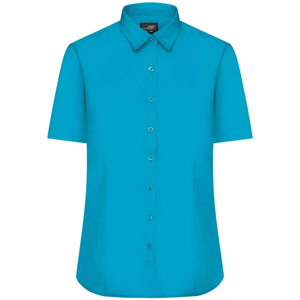 Camicia Ladies  Maniche Corte Poplin turquoise / XS - personalizzabile con logo