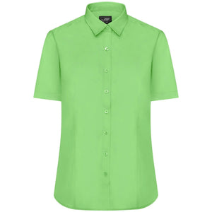 Camicia Ladies  Maniche Corte Poplin verde / XS - personalizzabile con logo