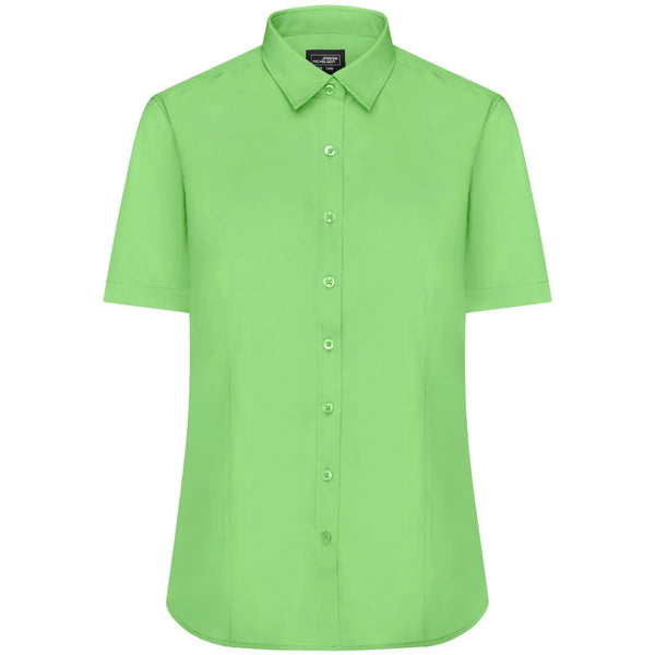 Camicia Ladies  Maniche Corte Poplin verde / XS - personalizzabile con logo