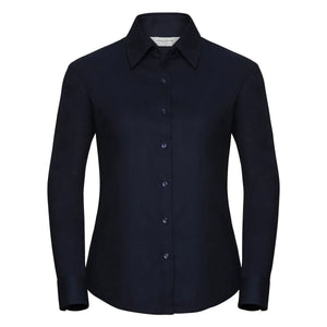 Camicia Ladies Maniche Lunghe Easy Care Oxford blu / XS - personalizzabile con logo