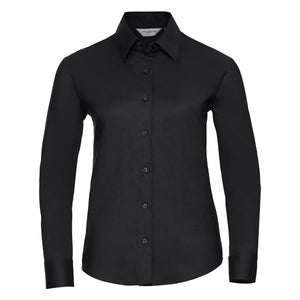 Camicia Ladies Maniche Lunghe Easy Care Oxford nero / XS - personalizzabile con logo