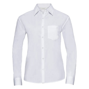 Camicia Ladies Maniche Lunghe Polycotton Poplin bianco / XS - personalizzabile con logo