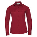Camicia Ladies Maniche Lunghe Polycotton Poplin rosso / XS - personalizzabile con logo