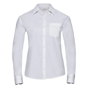 Camicia Ladies Maniche Lunghe Pure Cotton Poplin bianco / XS - personalizzabile con logo