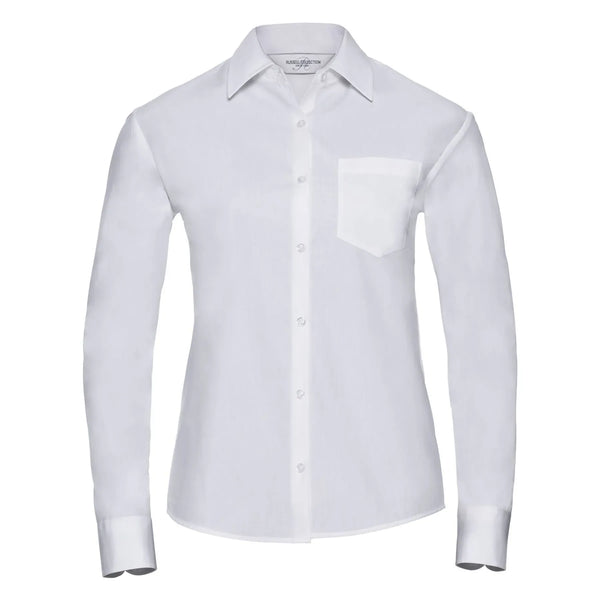 Camicia Ladies Maniche Lunghe Pure Cotton Poplin bianco / XS - personalizzabile con logo