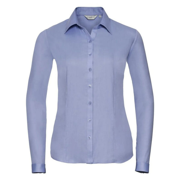 Camicia Ladies Maniche Lunghe Tailored Herringbone azzurro / XS - personalizzabile con logo